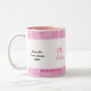 Rosa Blumenmuster Ehefrau Regeln Cup Tasse