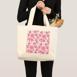 Rosa Blumenmuster mit eleganten Blüten Jumbo Stoffbeutel