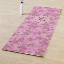 Rosa Blumenmuster mit kundenspezifischem Monogramm Yogamatte