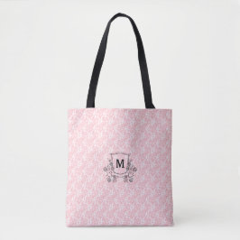Rosa Blumenmuster Mit Monogramm Rose Tasche