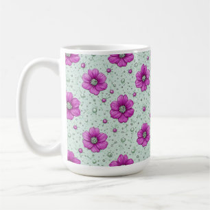Rosa Blumenmuster mit Tröpfchen Kaffeetasse