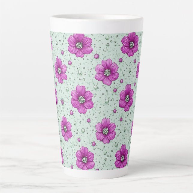 Rosa Blumenmuster mit Tröpfchen Milchtasse (Vorderseite)