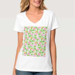 Rosa Blumenmuster T-Shirt