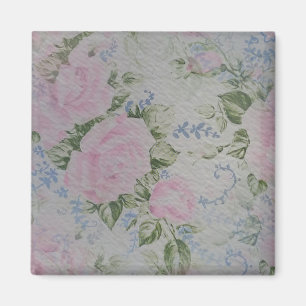 Rosa Blumenmuster Vintage Magnet