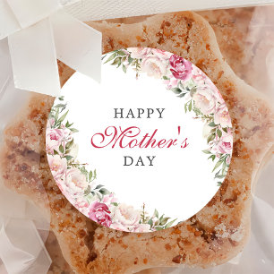 Rosa Blumenmutter-Tag Brunch Party Runder Aufkleber