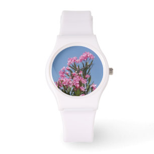 Rosa Blumenoleander-Uhr Armbanduhr