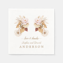 Rosa Blumenpampas Gras getrocknete Palmen Blätter Serviette