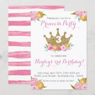 Rosa Blumenprinzessin Party Girl's Birthday Einladung