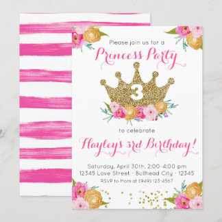 Rosa Blumenprinzessin Party Girl's Birthday Einladung