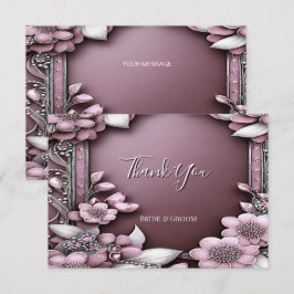 Rosa Blumenrahmen Danke Karte