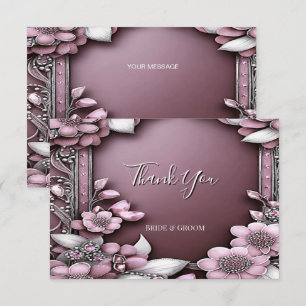 Rosa Blumenrahmen Danke Karte