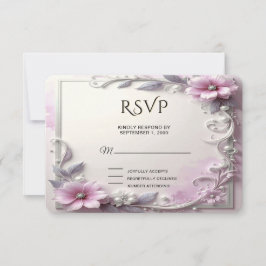 Rosa Blumenrahmen-RSVP-Karte RSVP Karte