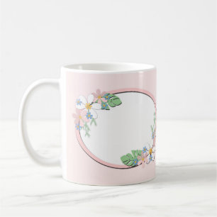 Rosa Blumenrahmen rund Kinder Frühjahr niedliche  Kaffeetasse