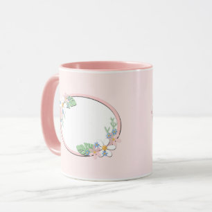 Rosa Blumenrahmen rund Kinder Frühling süß anpassb Tasse