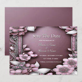 Rosa Blumenrahmen Save the Date