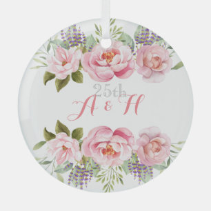 Rosa Blumenreath Elegante Hochzeit Ornament Aus Glas