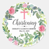 Rosa Blumenreath Kreuz Personalisiertes Christiere