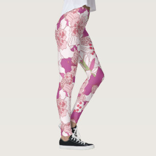 Rosa Blumenrhododendron-Leggings Leggings