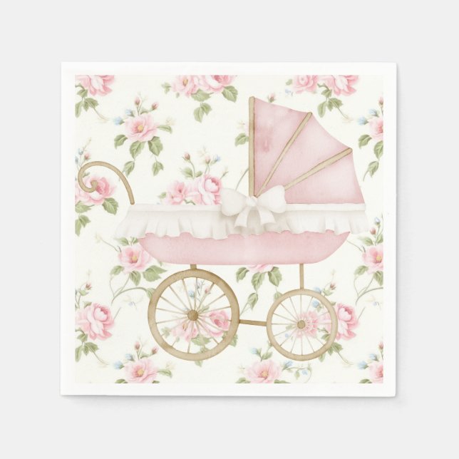 Rosa Blumenribbon Babydusche Serviette (Vorderseite)