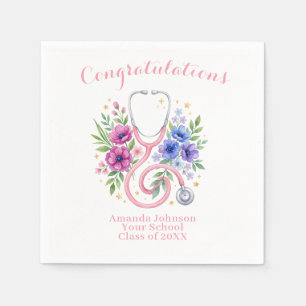 Rosa Blumenrose Abschluss Serviette