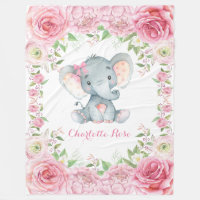 Rosa BlumenRosen-Elefant-Baby-Mädchen-Kinderzimmer