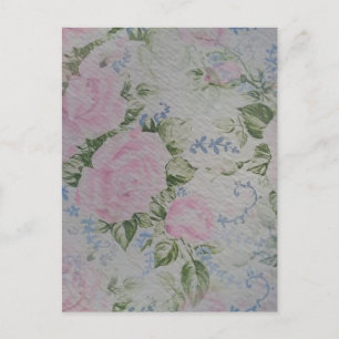 Rosa Blumenrosen Vintage Postkarte
