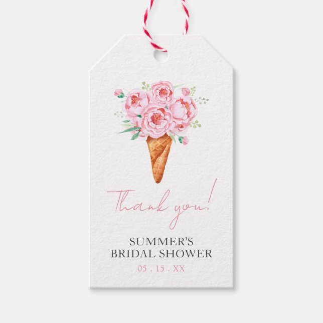 Rosa Blumenschalen wurden ins Brautparty geschleud Geschenkanhänger (Vorderseite)
