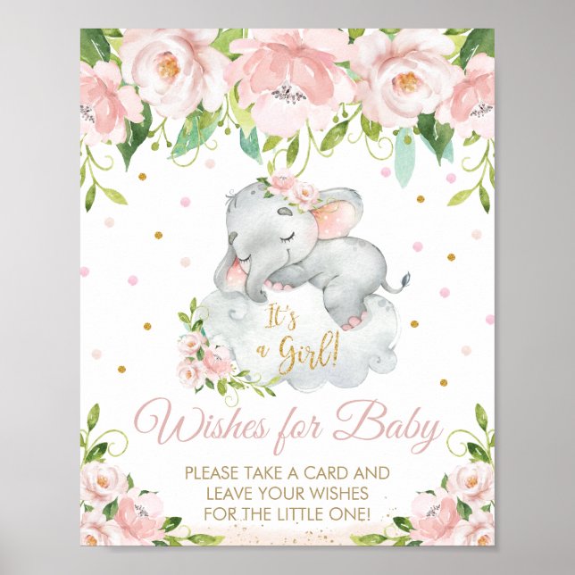 Rosa Blumenschläfer Elefanten wollen Baby-Zeichen Poster (Vorne)