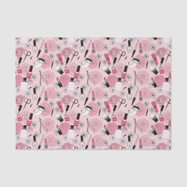Rosa Blumenschönheits-Produkt-Muster Seidenpapier (Vorderseite)