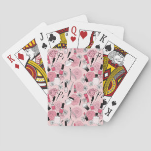 Rosa Blumenschönheits-Produkt-Muster Spielkarten