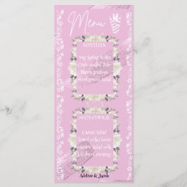 Rosa Blumenschrift Hochzeitskarte Menükarte