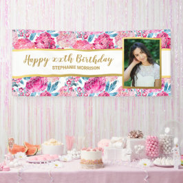 Rosa Blumenschrift, jedes Alter, individuelles Fot Banner