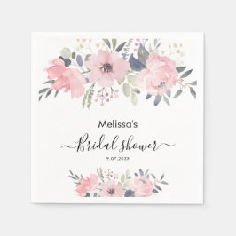 Rosa Blumenschrift Rustikales Brautparty Paper Serviette