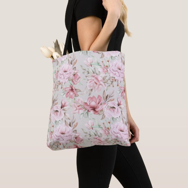 Rosa Blumenschrift Tasche (Von Nahem)