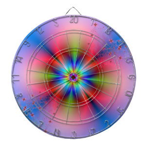 Rosa Blumenspray auf blauem Dartboard Dartscheibe