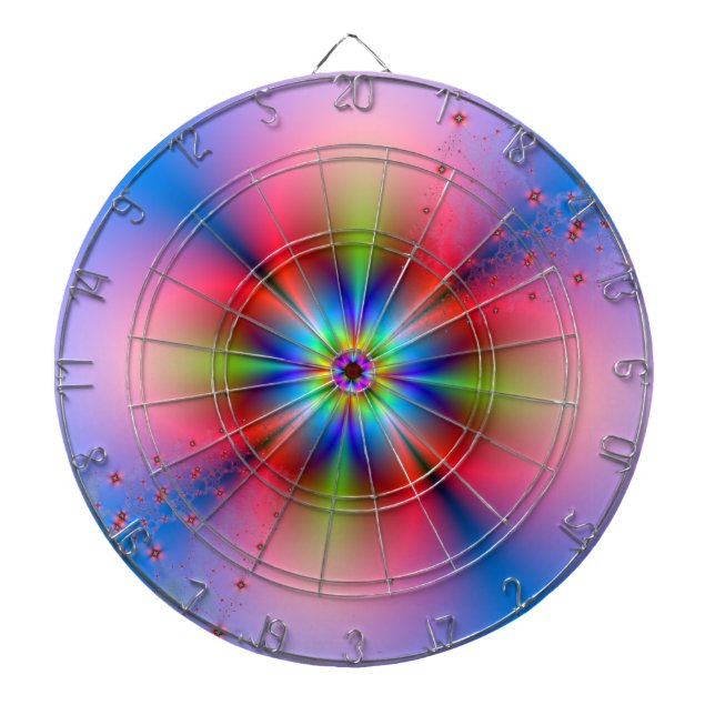 Rosa Blumenspray auf blauem Dartboard Dartscheibe (vorne)