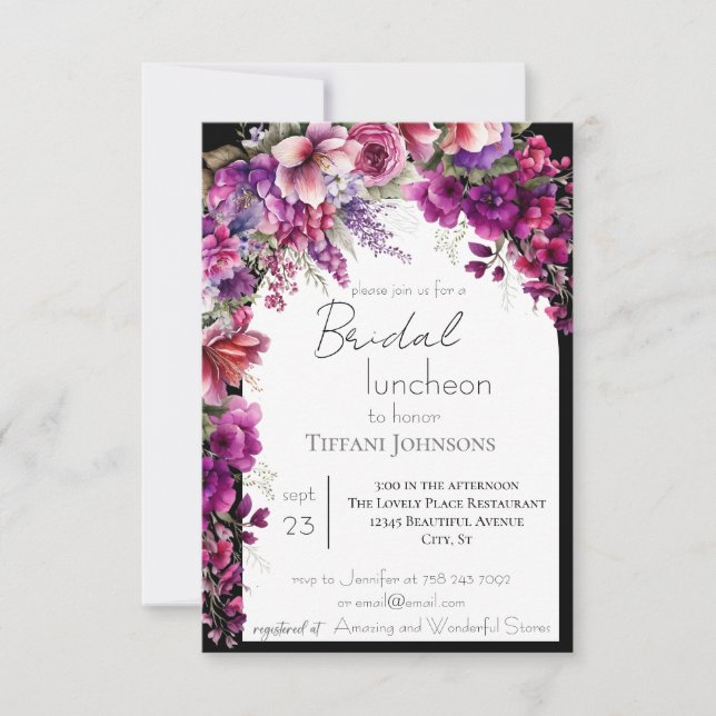 Rosa Blumenstrasse Bridal Luncheon Einladung (Vorderseite)