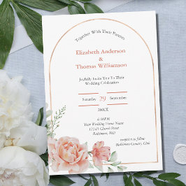 Rosa Blumenstrauß an der Grenze Elegante Hochzeit Einladung
