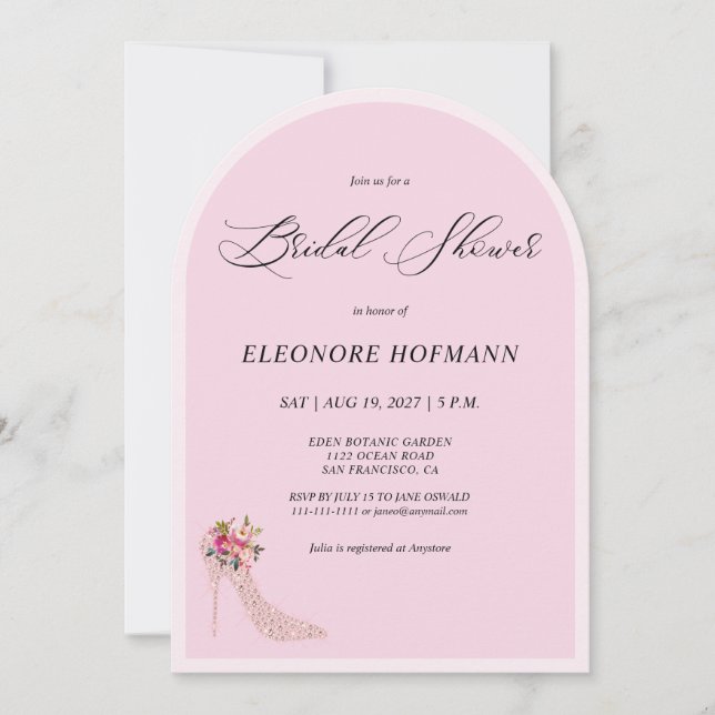 Rosa Blumenstrauß Bridal Dusche Einladung (Vorderseite)