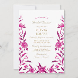 Rosa Blumenstrauß Chinoiserie Brautparty Einladung