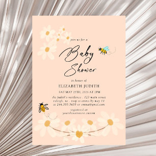 Rosa Blumenstrauß Daisy Bees Kinderdusche Einladun Einladung