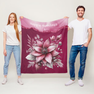 Rosa Blumenstrauß Fleece Blankon