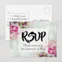 Rosa Blumenstrauß Hochzeit-RSVP