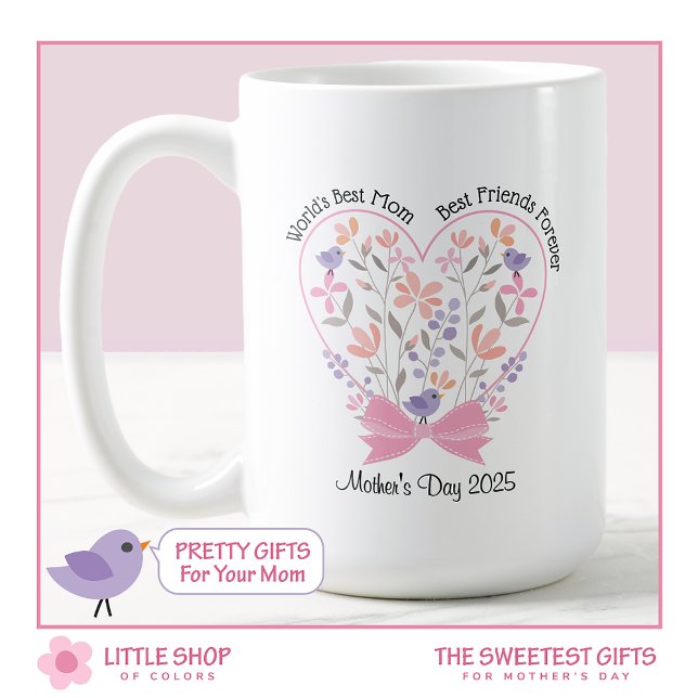 Rosa Blumenstrauß mit Schleife Muttertag Kaffeetasse (Von Creator hochgeladen)