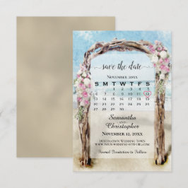 Rosa Blumenstrauß-Strandkalender Save The Date