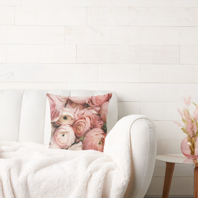 Rosa Blumenwirbel Kissen (Liege)