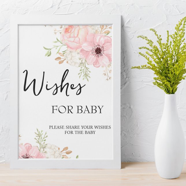 Rosa Blumenwünsche zum Baby-Zeichen Poster (Von Creator hochgeladen)