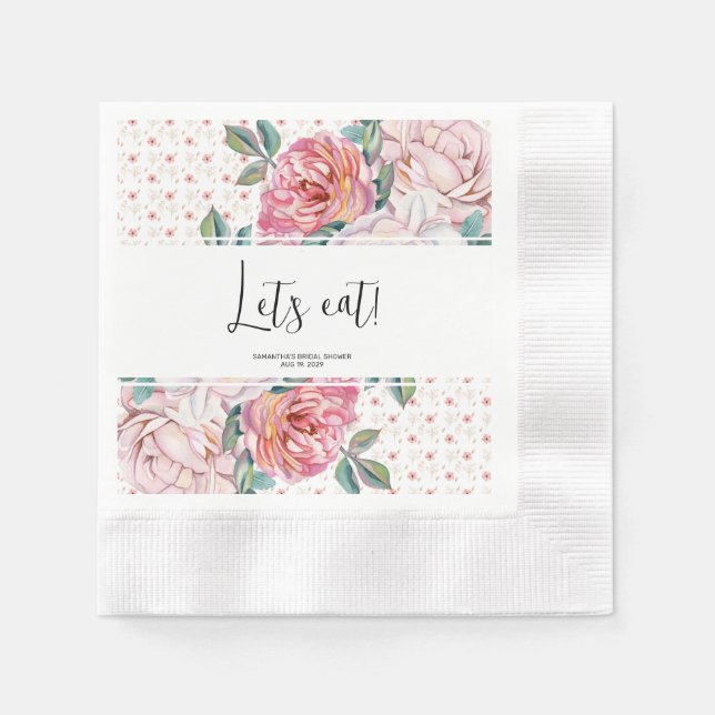 Rosa Blumige Brause-Papier geprägt Serviette (Vorderseite)