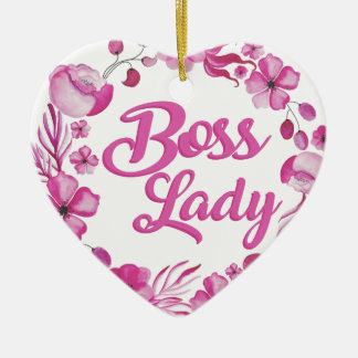Rosa blumige Chef-Dame Design Keramikornament