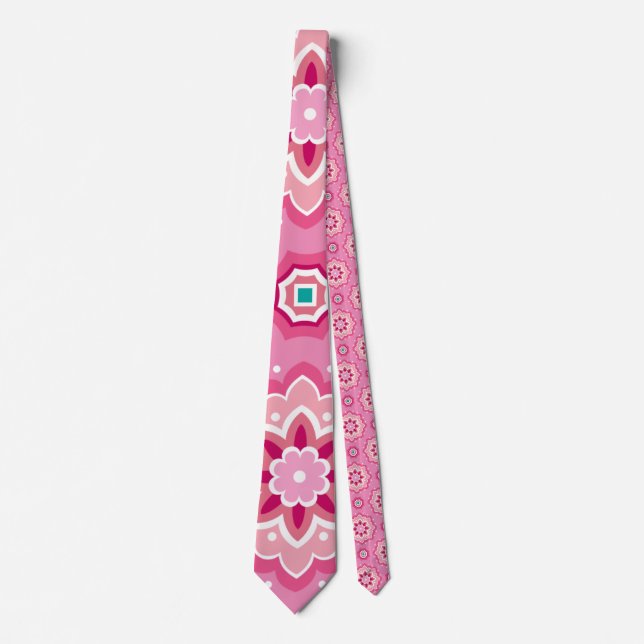 Rosa & blumiges Muster Krawatte (Vorderseite)